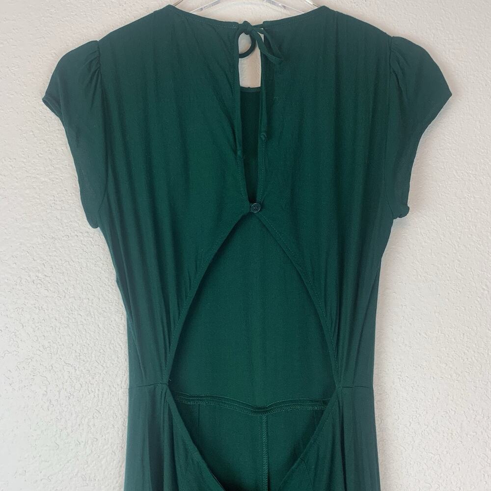Reformation Mayer Jumpsuit Womens 6 Green Wide Leg Crop Open Back Crepe - Picture 7 of 13